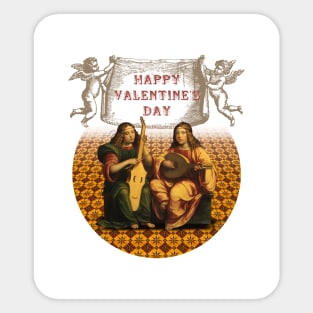 Happy Valentines Day Cupid and Serenade Band Sticker